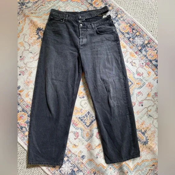 NWOT Agolde Broken Waistband Black Organic Cotton Denim Jeans Women's Size 33 - Picture 2 of 8